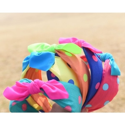 네온 도트 리본 반다나 레트로 헤어밴드 5Colors KYR-WA36E6F