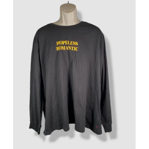리바이스바디웨어 14580892 남성 블랙 긴 Hopeless Romantic 로고 그래픽 티셔츠 사이즈 XXL