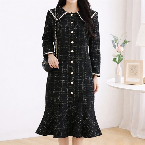 모리스커밍홈 빅카라 진주 트위드 원피스_M2602OP006A