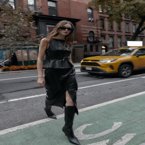 자라 국내 페이크 레더 미디 스커트 블랙 2141/683/800 5374031