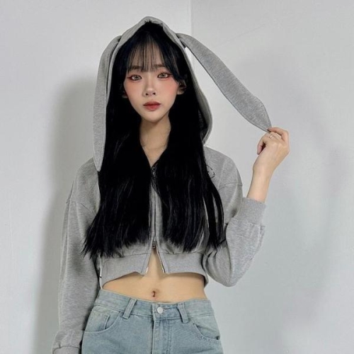 오노마 ONM 토끼귀 후드 크롭 집업 친구 선물 코스튬 S12078082