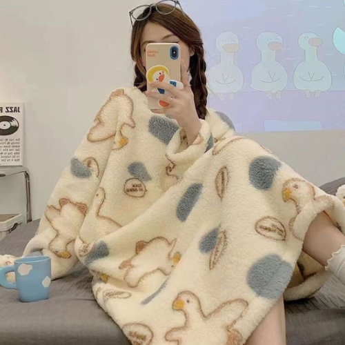 샵앤 여성 여유핏 겨울 수면 잠옷 롱 원피스 WON-WDR-WFL6NBL