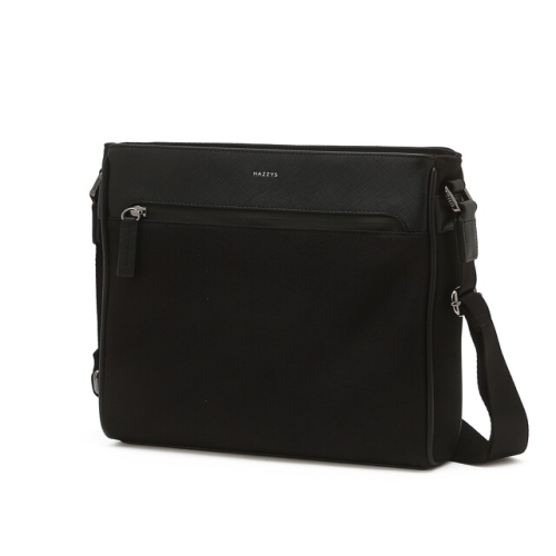 헤지스 블랙 가죽배색 크로스백_HJBA6E916BK