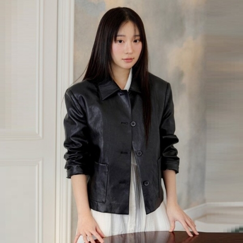 올리브데올리브 여성 레더 스탠카라 싱글 자켓 OL6SJ160