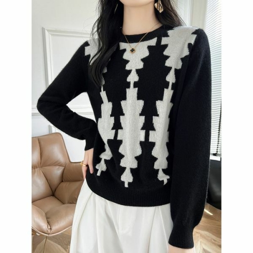 KARRA 카라 /카라 데칼코마니배색니트_A5W0835