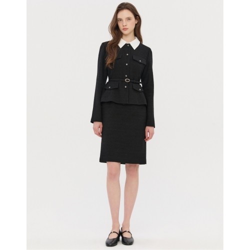 질스튜어트 뉴욕 여성 블랙 벨티드 트위드원피스 JSDR5D300BK