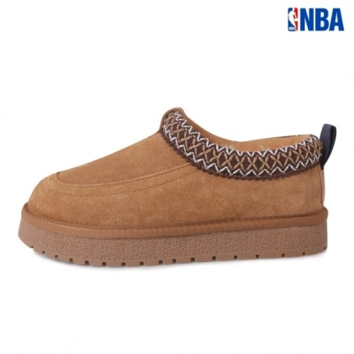 NBA 남녀공용 커플 가죽 퍼 슬립온 255AS500초콜렛