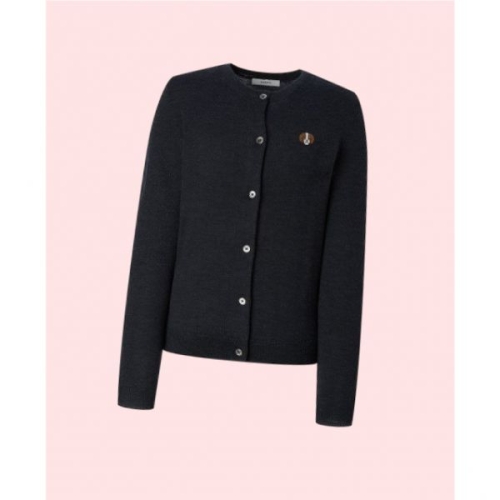 헤지스레이디스 여성 여자 우먼스 HARRY 해리 자수 라운드넥 가디건 카디건 상의 차콜그레이 4541361