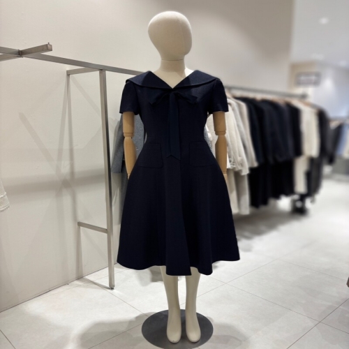 온앤온 빅카라 브이넥 리본반팔 원피스 NJW6SO236