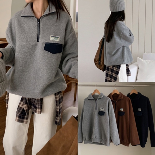 위쉬몰 KD 후리스라벨지퍼넥긴팔티 T710H602 빅사이즈