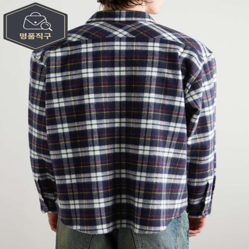 셀린느 B0081933462 로고-엠브로이드 체크 울 셔츠 RC07H0H06