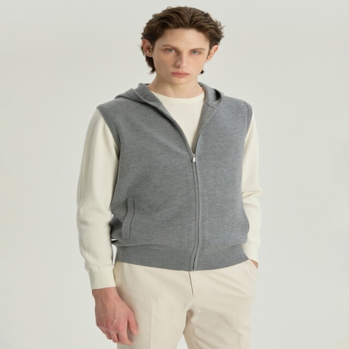 닥스 남성 그레이 니트 후드 집업 베스트 DMSW6A064G2