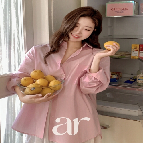 아뜨랑스 색감맛집/보호본능유발/여리오버핏 르미 베이직 포켓 루즈핏 코튼 셔츠 bs8611