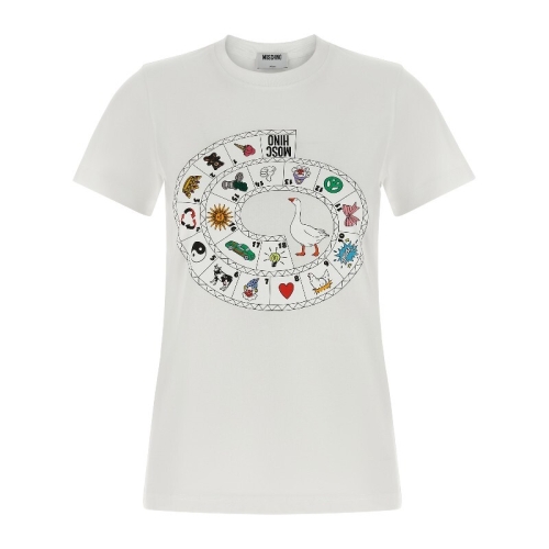 모스키노 지오코 델 로카 프린트 크루넥 티셔츠 A07210541 1001