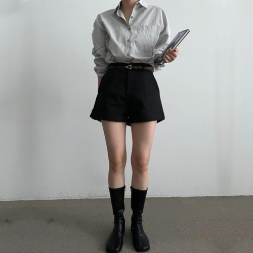셀러허브 여성 반바지슬랙스 핀턱 여성 정장반바지 UFR-161896