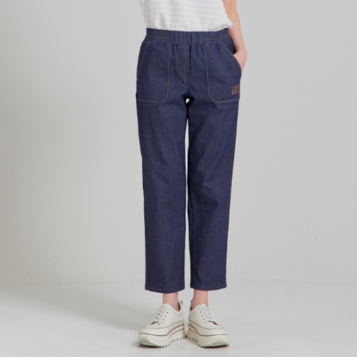 에센셜 여성 컬러데님 풀밴드 배기 팬츠 LCPTP375