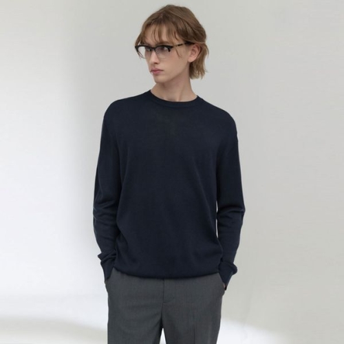 Codigallery 강연소재 라운드 니트 네이비_CKTVA03NSN