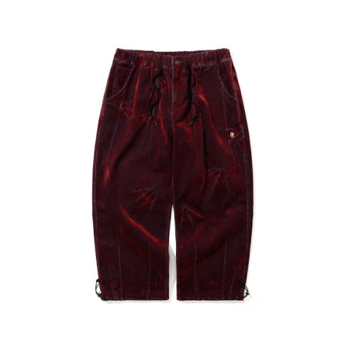 비에스래빗 드링크섹시 슈퍼 와이드 핀턱 왁스 리얼 데님 팬츠 벨벳 레드 데님 BSR25PT013 30