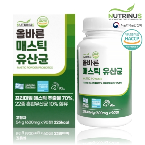 뉴트리너스 올바른 매스틱 유산균 600mg 90정