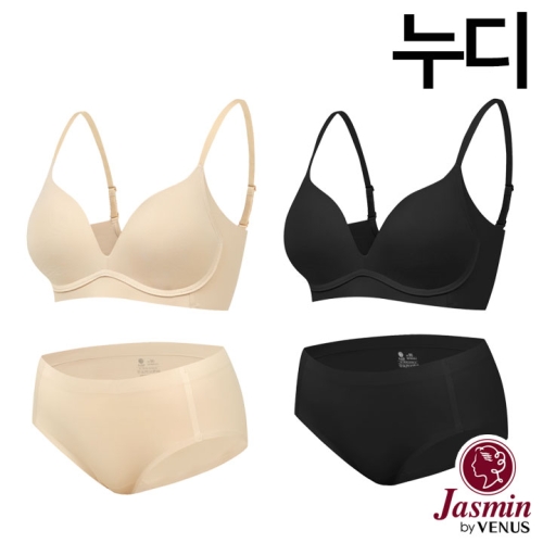 자스민 by 소프트 일체형몰드 프리컷 윙 노와이어 누디 브라팬티2종 JBA033 75A-85B
