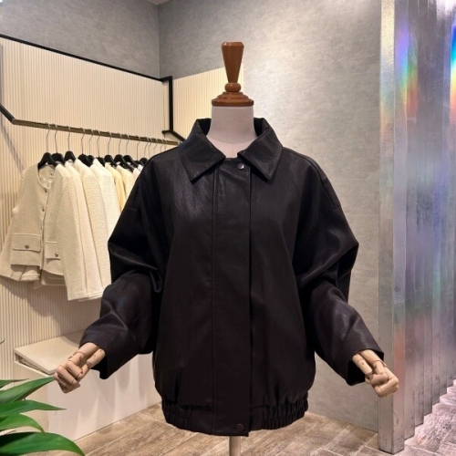 Ab.f.z AOA5QL01G_페이크 레더 집업 밴딩 점퍼