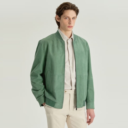 닥스 남성 그린 고트 스웨이드 가죽 점퍼 DMJU6AL02E2