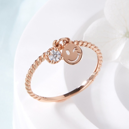 비앤비골드  14K 윙크 스마일 큐빅볼 딸랑이 꼬임 반지 SRS42398