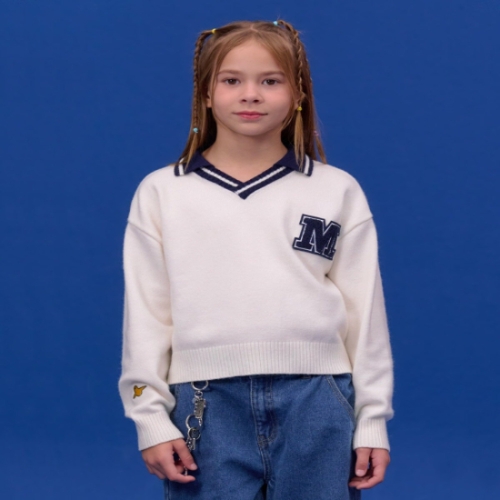 엔젤 마크곤잘레스 키즈 카라 스웨터-아이보리 MG53SW51IV _IC