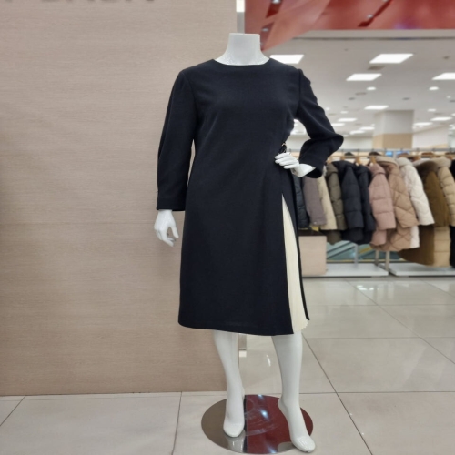 아이잗바바 여성 슬릿 플리츠 배색 벨티드 원피스 BS3B0OP461