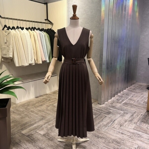 Ab.f.z AOA5HO32G_V넥 슬리브리스 플리츠 원피스