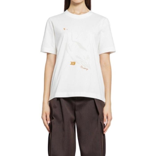 버버리 여성 덕 디테일 크루넥 티셔츠 8093587