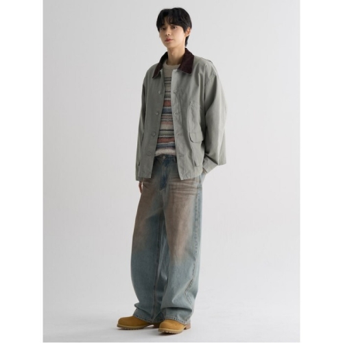 에잇세컨즈 456139CCJH 배색 칼라넥 커버올 재킷 카키