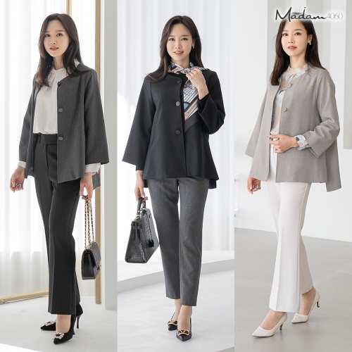 마담4060 엄마옷 110size 3color 데일리 여성 노카라플레어자켓 -RHJK2401001