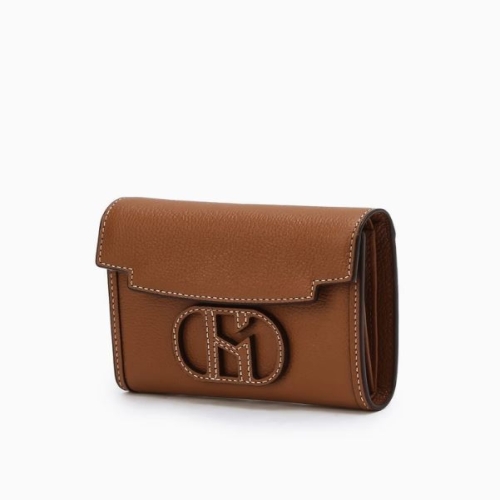 헤지스 여성 브라운 H패치 소가죽 반지갑 HIWA6E529W2