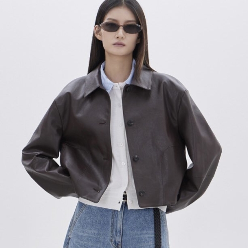 ZOOC 여성 페이크 레더 셔츠형 크롭 자켓 Z261PSF151
