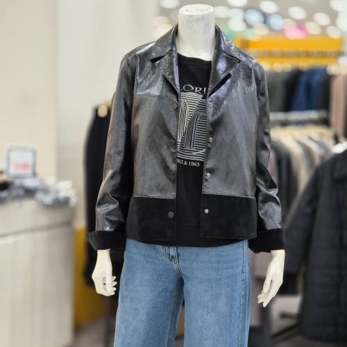 레노마 더 절개 배색 레더 자켓 R2H12LJK020