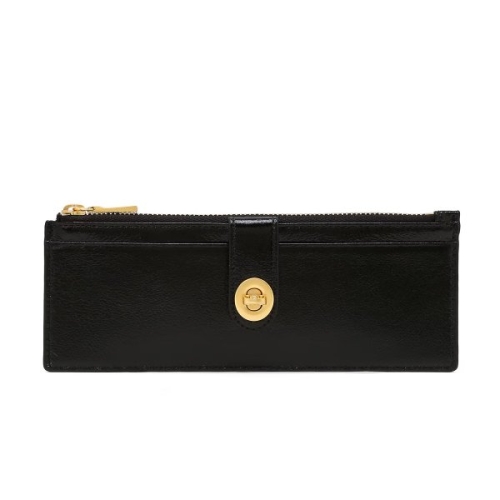 헤지스 여성 블랙 버클장식 소가죽 장지갑 HIWA6E785BK