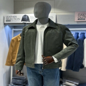 트루젠 비건 스웨이드 카키 트러커 블루종 캐주얼 자켓 SI5526001074