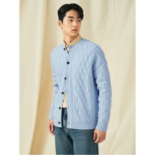 빈폴 남성 아란케이블 라운드 카디건 스카이 블루 BC515AC15Q
