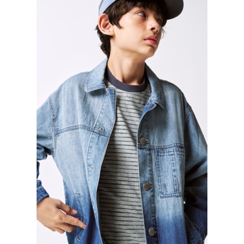 블루테일 HU AZA3JK01BB 그라데이션 워싱 블루 데님 자켓