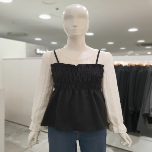 스위트숲 뷔스티에 셔링 포인트 블라우스 OC3LST1