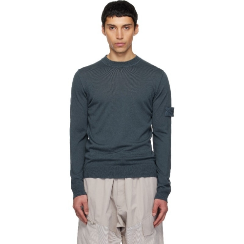 스톤아일랜드 남성 블루 5100071 라이트 퓨어 RWS 울 스웨터 261828M201017