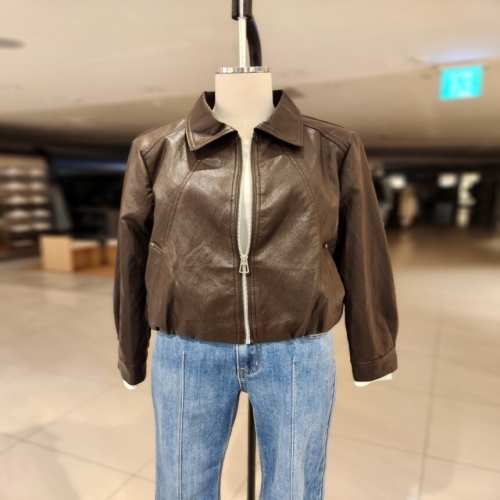 LAP 여성 페이크 레더 카라집업 AS7XL162