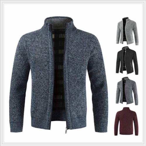 남성 QT998722 중년 베이직 겨울 니트 하프 짚업 외투 자켓