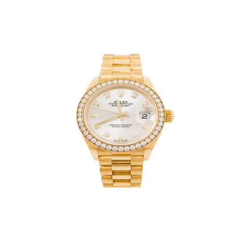 롤렉스 엘러브 레이디 데이저스트28 옐로우골드금통 다이아몬드 실버 다이얼 6RR0004