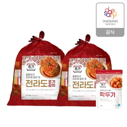 종가 전라도식 포기김치 10.4kg + 깍두기 500g