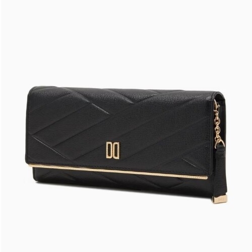 닥스 여성 블랙 칼라일 패턴 골드 DD 3단 장지갑 DCWA6E411BK