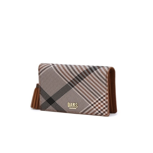 닥스 여성 브라운 체크패턴 타슬 포인트 카드지갑 DCWA6E328W2