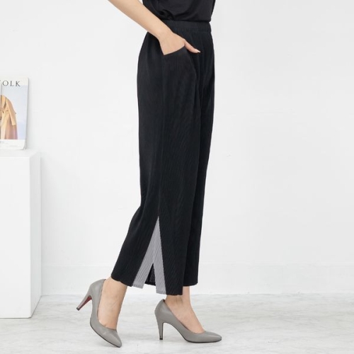 모슬린 엄마옷 플리츠 배색 통바지 MQG126345 마담 미시 중년여성 빅사이즈 할머니옷 50대 60대 70대