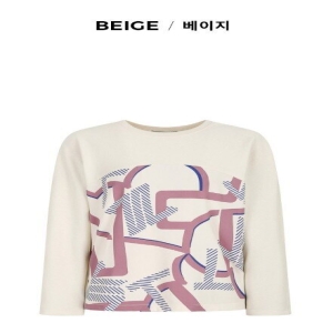 더아이잗 프린트 배색 코튼 티셔츠 IP3AOTS021_CC